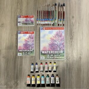 New DANIEL SMITH Watercolor Paint Bundle Set, Watercolor Pads + Paintbrushes